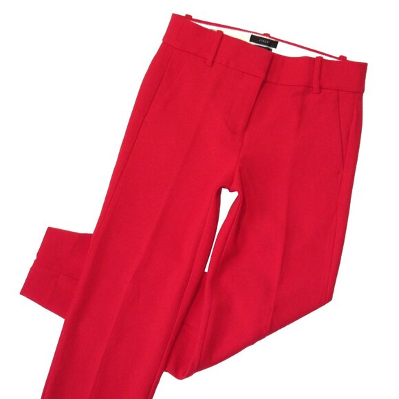 NWT J.Crew Slim Crop Cameron in Cherry Red Four Season Stretch Pant 0 - Picture 2 of 4